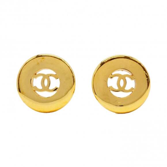 Chanel Earrings Coco Mark Circle GP Plated Gold Women's
